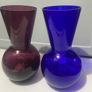 Purple and Blue Glass Vases